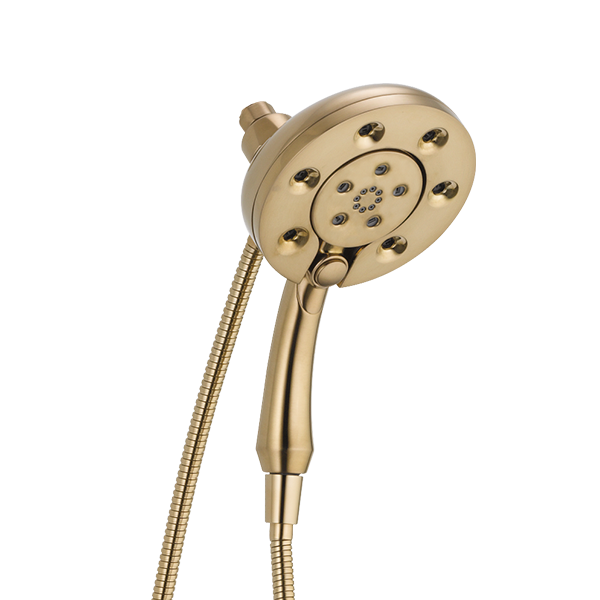 58472-CZ In2ition® Two-in-One Shower features a combination shower head and hand shower. This product uses MagnaTite® Docking uses a powerful integrated magnet to pull your faucet spray wand or In2ition® hand shower precisely into place and hold it there so it stays docked when not in use.